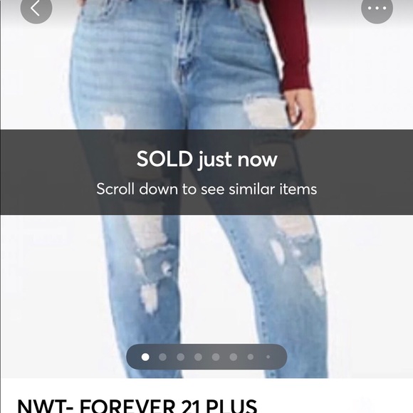 NWT-FOREVER21 PLUS DISTRESSED JEANS - Picture 1 of 12